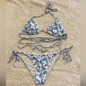 SHEIN Paisley Print Bikini Set W/ Lace Trim